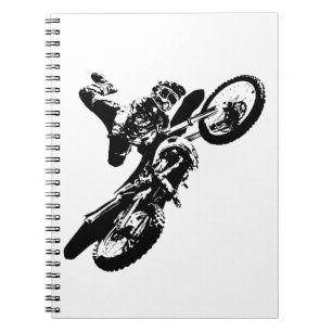 Cuaderno Arte Pop Motocross Moto Blanco Negro Deporte