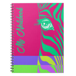 Cuaderno Arte pop neón con estampado de cebra Glam
