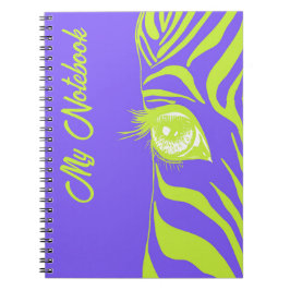 Cuaderno Arte pop neón con patrón de cebra Glam