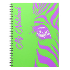 Cuaderno Arte pop neón con patrón de cebra Glam