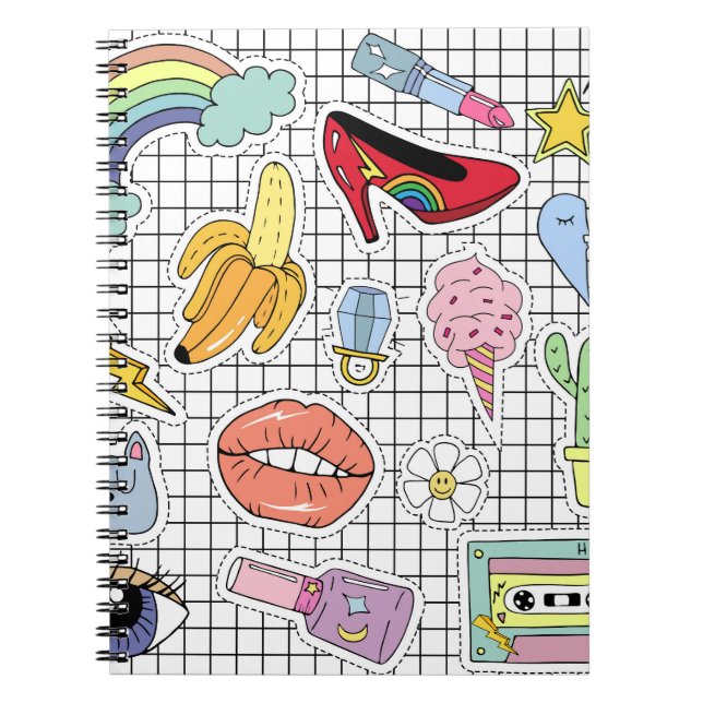 Cuaderno Arte Pop Retro: Colección de Insignias (Frente)