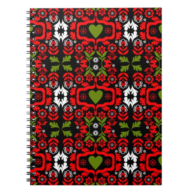 Cuaderno Arte popular de flores abstractas boho (Frente)
