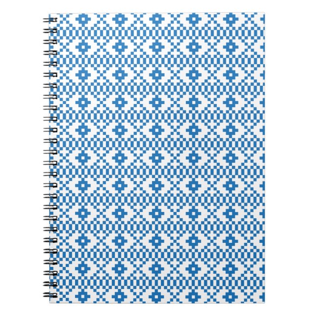 Cuaderno Arte popular de origen étnico letón, azul y blanco (Frente)