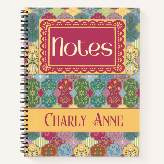 Cuaderno Arte popular de parches de billetes florales decor (Anverso)