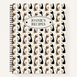Cuaderno Arte popular patrón de gato | Receta de cocina de 