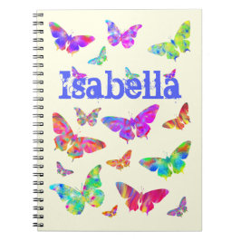 Cuaderno Arte psicodélico colorido de niñas Mariposa Isabel