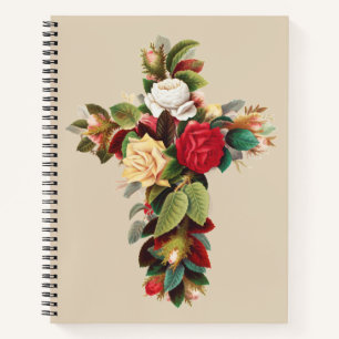 Cuaderno Arte Religioso Cruz Botánica Antigua de Rosas