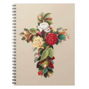 Cuaderno Arte Religioso Cruz Botánica Antigua de Rosas