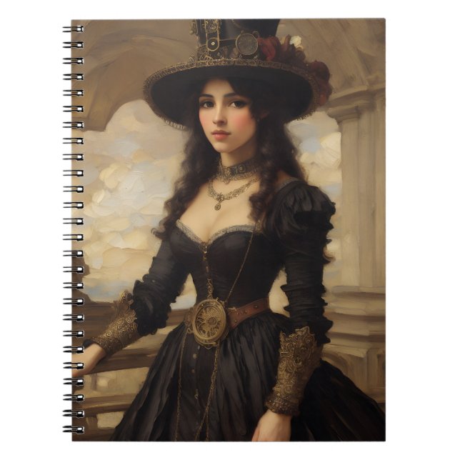 Cuaderno Arte retrato de mujer Steampunk (Frente)