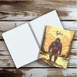 Cuaderno Arte Retro Bigfoot Sasquatch Personalizado