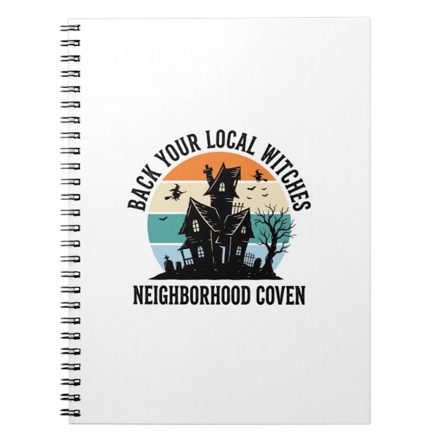Cuaderno Arte Retro Casa Embrujada de Bruja Local de Hallow (Frente)