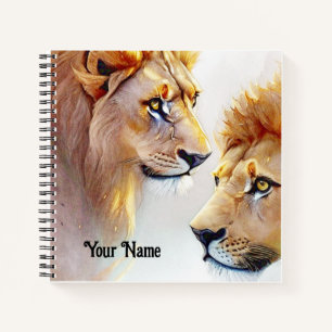 Cuaderno Arte Retro Lions - Arte clásico de la pared de vid