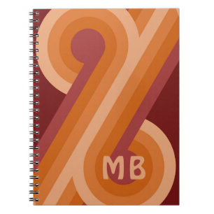 Cuaderno Arte Retro Naranja Oscuro Rojo Personalizado