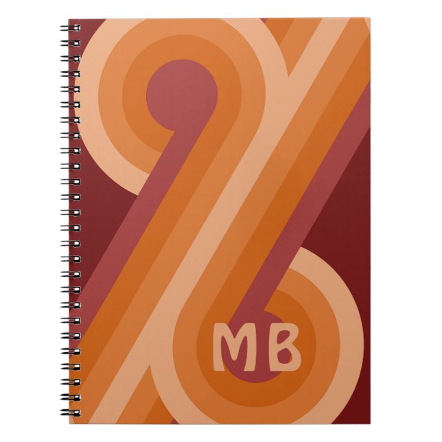 Cuaderno Arte Retro Naranja Oscuro Rojo Personalizado (Frente)