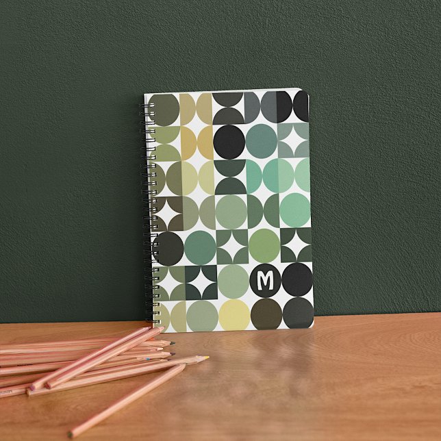 Cuaderno Arte Retro Verde Negro Marrón Personalizado (Subido por el creador)