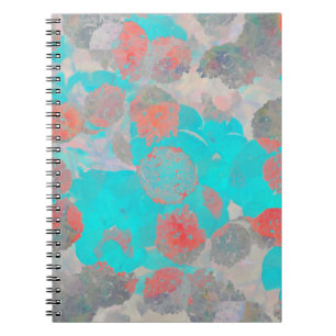 Cuaderno Arte rojo azul de estampado floral/floral romántic