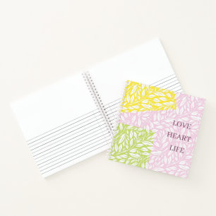 Cuaderno Arte transparente de patrón de hojas lindo y color