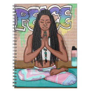 Cuaderno Arte urbano   Bonito Mujer haciendo meditación