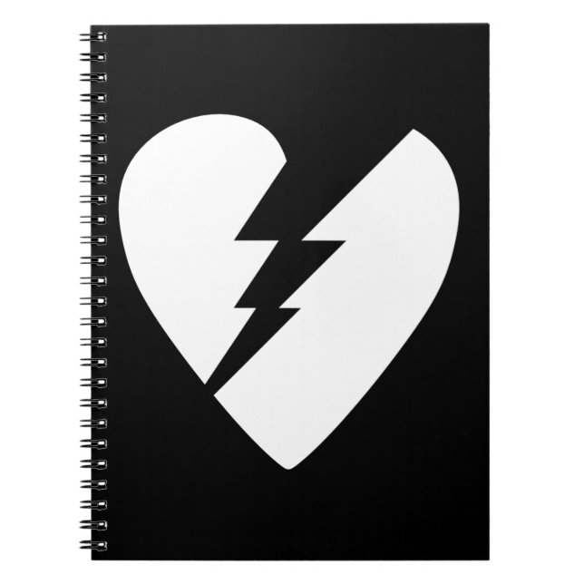 Cuaderno Arte vector de corazón roto en blanco y negro (Frente)