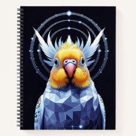 Cuaderno Arte vector de cristal Budgerigar con pájaro geomé