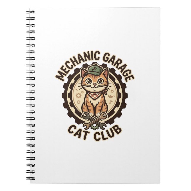 Cuaderno Arte vectorial de gato de garaje mecánico - Gara m (Frente)