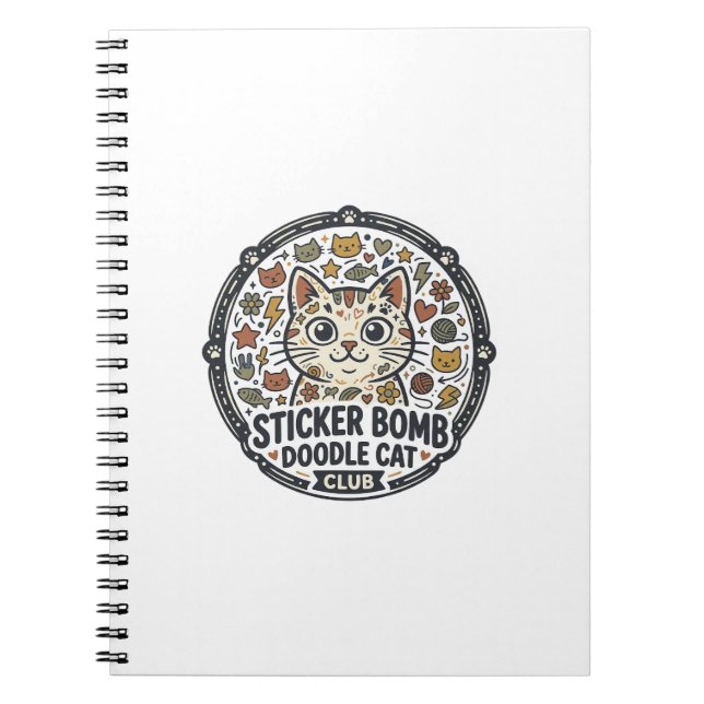 Cuaderno Arte vectorial de gato garabato bomba de pegatina  (Frente)
