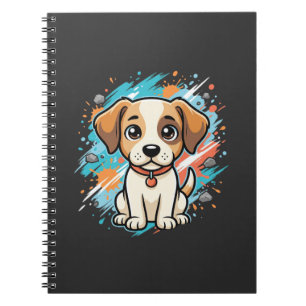 Cuaderno Arte vectorial de perro lindo con salpicaduras de