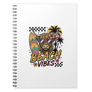 Cuaderno Arte vectorial de vaca de las tierras altas con vi