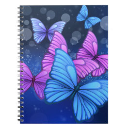 Cuaderno Arte vibrante de mariposa azul y rosa