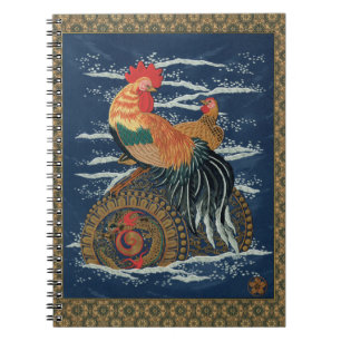 Cuaderno Arte Vintage de Dragón Gallo Japonés