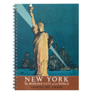 Cuaderno Arte vintage de la Estatua de la Libertad de la ci