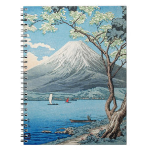 Cuaderno Arte vintage japonés del Monte Fuji y el lago Yama