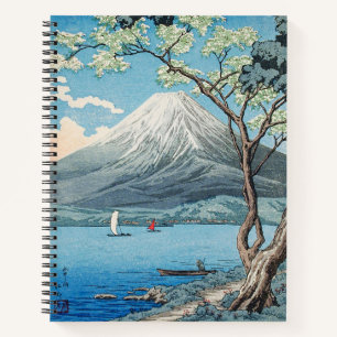 Cuaderno Arte vintage japonés del Monte Fuji y el lago Yama