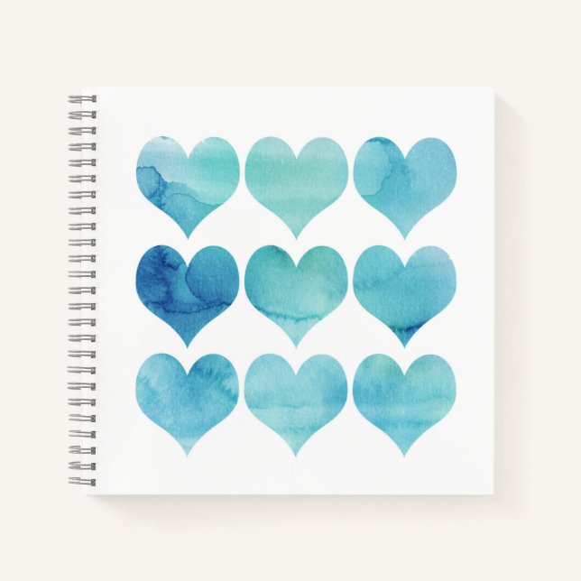 Cuaderno Artes de acuarela azul para la salud cardíaca (Anverso)