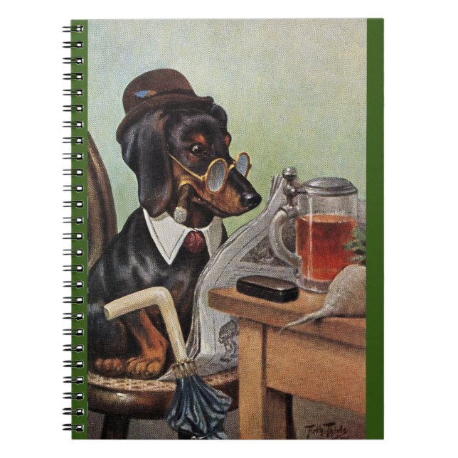 Cuaderno Arthur Thiele Dachshund Leyendo bloc de notas en e (Frente)