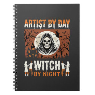 Cuaderno Artista de Halloween por Día Bruja por Noche Diseñ