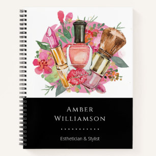 Cuaderno Artista de Maquillaje Acuarela Rosa Moderno Chic F