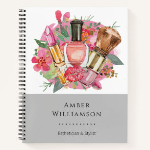 Cuaderno Artista de Maquillaje de Belleza Floral Rosa Moder
