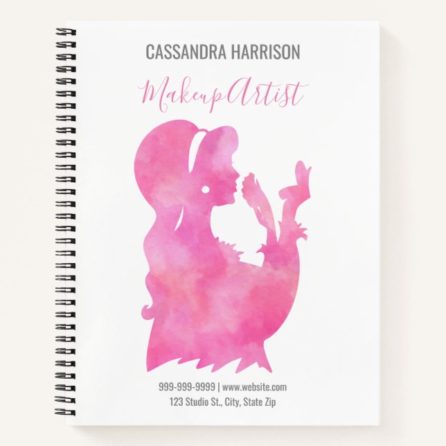Cuaderno Artista de maquillaje Mujer Silhouette Watercolor  (Anverso)