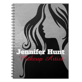 Cuaderno Artista de Maquillaje Plateado y Negro de Moda 