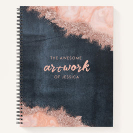 Cuaderno Artista de Purpurina de mármol de oro Rosa de Chal