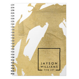Cuaderno Artista moderno Resumen Faux Gold Brushstrokes