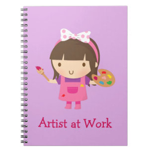 Cuaderno Artista Pequeña y Adorable Pintora en el Trabajo