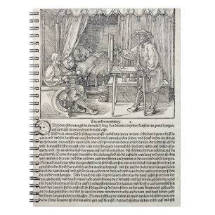 Cuaderno Artista que usa la máquina del dibujo de Durer