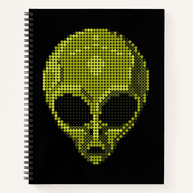 Cuaderno Artistic Green Alien Head on Black Background (Anverso)