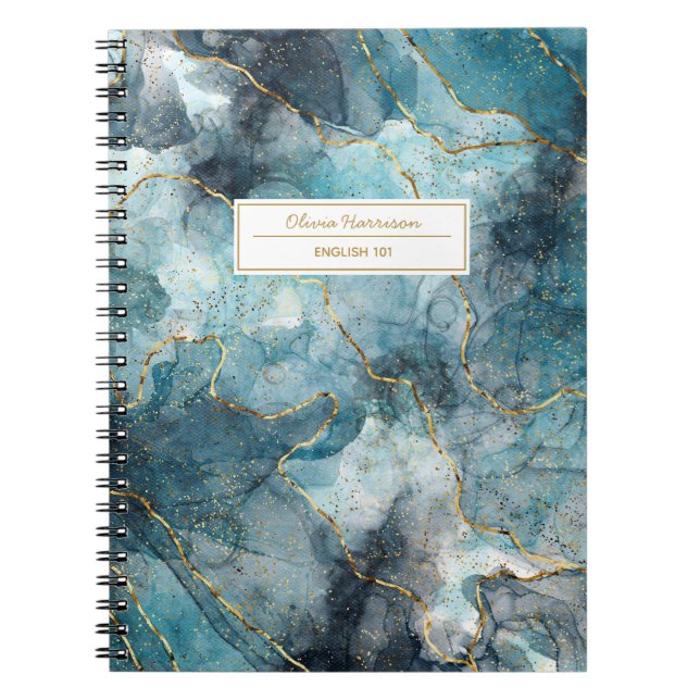 Cuaderno Artsy Abstract Ink Gold Purpurina Nombre y asunto (Frente)