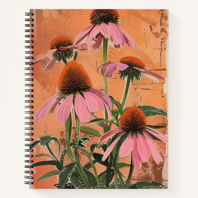 Cuaderno Artsy Vintage Coneflower Estética (Anverso)