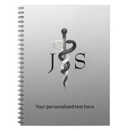 Cuaderno Asclepio Noble Médico Elegante Blanco y Negro