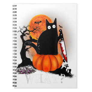 Cuaderno Asesino Halloween Scary Moon Gato negro con cuchil