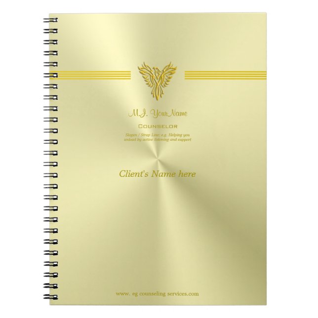 Cuaderno Asesoramiento de notas de la sesión, oro Phoenix (Frente)